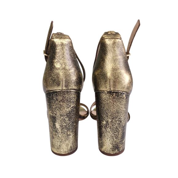 Sam Edelman Womens Yaro Heeled Sandals Size 8.5 Pure Gold Brushed Suede Open Toe - Picture 8 of 12